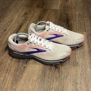 Brooks Ghost 14 Shoes White Gray Womens Size 11‎ Running Sneakers 1203561B192